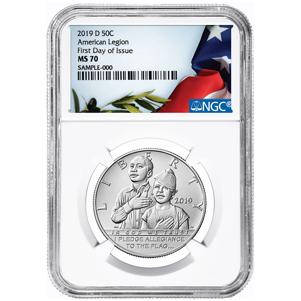 2019-D UNC 50c American Legion 100th Ann Half Dollar NGC MS70 FDI