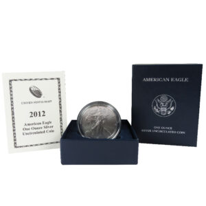 2012-W Burnished $1 American Silver Eagle Box, OGP & COA