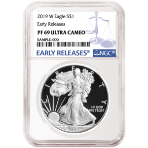 2019-W Proof $1 American Silver Eagle NGC PF69UC Blue ER Label