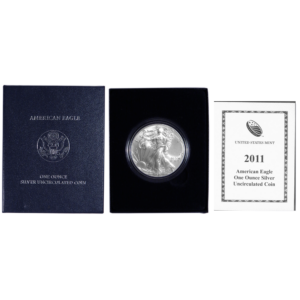 2011-W Burnished $1 American Silver Eagle Box, OGP & COA