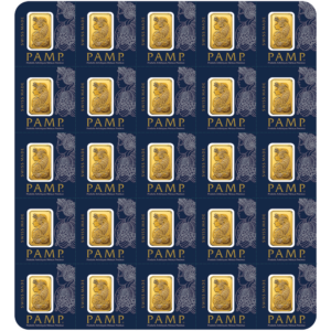 25 X 1 Gram Pamp Suisse Gold Bar .9999 Fine Multigram Fortuna Veriscan