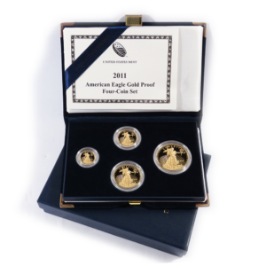 2011-W Proof American Gold Eagle 4pc Set Box, OGP & COA