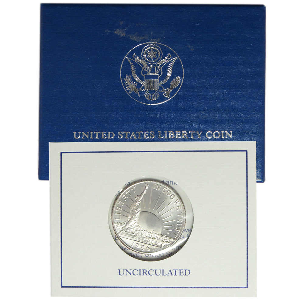 1986-D 50c UNC Clad Liberty Half Dollar Box, OGP & COA - Pinehurst