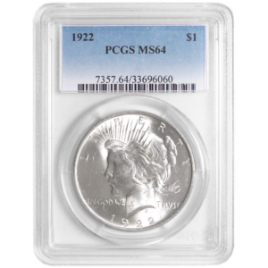 1922 $1 Peace Silver Dollar PCGS MS64