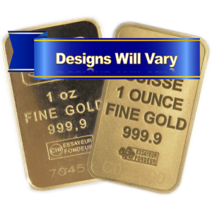 1 Troy oz Gold Bar .9999 Fine Random Design Not Sealed