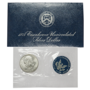 1974-S UNC Silver $1 Eisenhower Dollar Blue