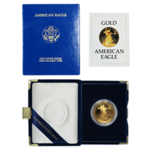 1986-W Proof $50 American Gold Eagle Box, OGP & COA