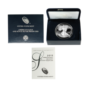 2015-W Proof $1 American Silver Eagle Box, OGP & COA