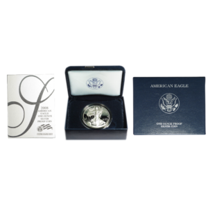 2008-W Proof $1 American Silver Eagle Box, OGP & COA