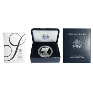 2005-W Proof $1 American Silver Eagle Box, OGP & COA
