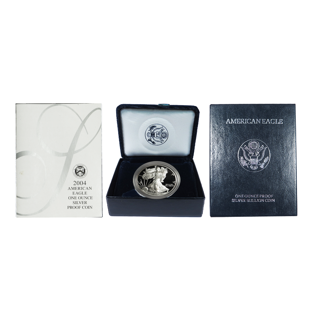 2004-W Proof $1 American Silver Eagle Box, OGP & COA