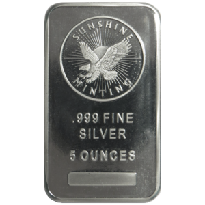 5 Troy oz Sunshine Mint .999 Fine Silver Bar Mint Mark SI Sealed