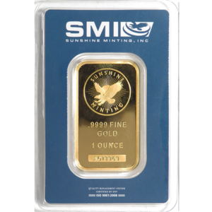 1 Troy oz Sunshine Mint Gold Bar .9999 Fine Sealed In Assay Mint Mark SI