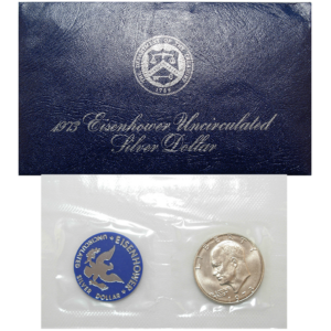 1973-S UNC Silver $1 Eisenhower Dollar Blue