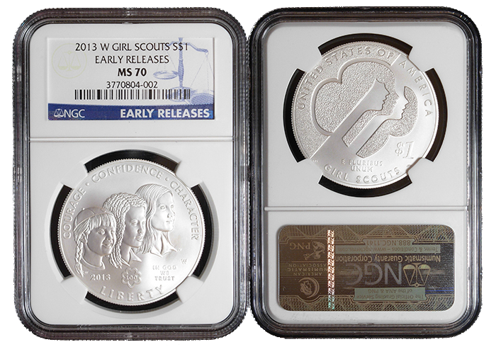2013-W 1 $ Silber Pfadfinder Gedenkdollar NGC MS70 frühe Veröffentlichungen - Bild 1 von 1