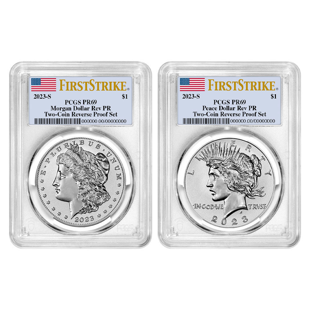 2023-S Reverse Proof $1 Morgan and Peace Dollar 2pc Set PCGS PR69