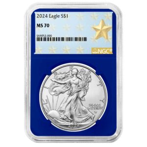 2024 $1 American Silver Eagle NGC MS70 West Point Star Label Blue Core