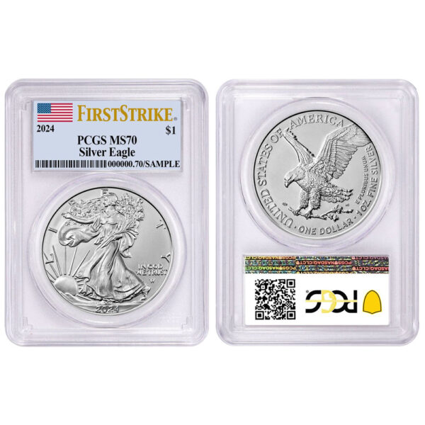 2024 $1 American Silver Eagle FS Flag Label - Pinehurst Coins