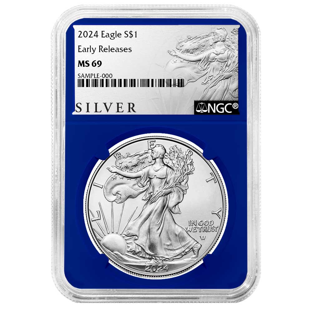 2024 $1 American Silver Eagle NGC MS69 ER ALS Label Blue Core
