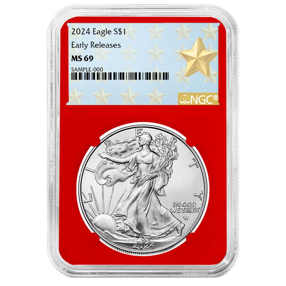 2024 $1 American Silver Eagle NGC MS69 ER West Point Star Label Red Core