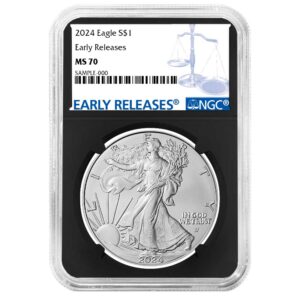 2024 $1 American Silver Eagle NGC MS70 ER Blue Label Retro Core