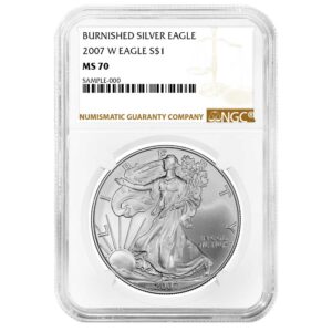 2007-W Burnished $1 American Silver Eagle NGC MS70 Brown Label