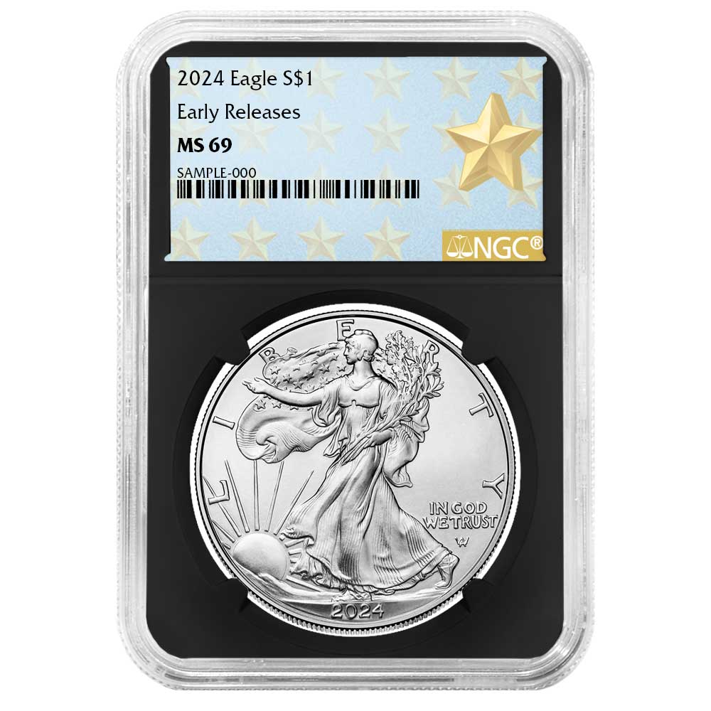 2024 $1 American Silver Eagle NGC MS69 ER West Point Star Label Retro Core