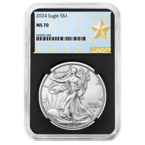 2024 $1 American Silver Eagle NGC MS70 West Point Star Label Retro Core