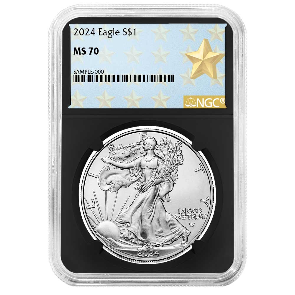 2024 $1 American Silver Eagle NGC MS70 West Point Star Label Retro Core