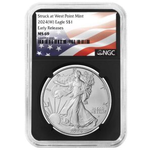 2024 (W) $1 American Silver Eagle NGC MS69 ER Flag Label Retro Core