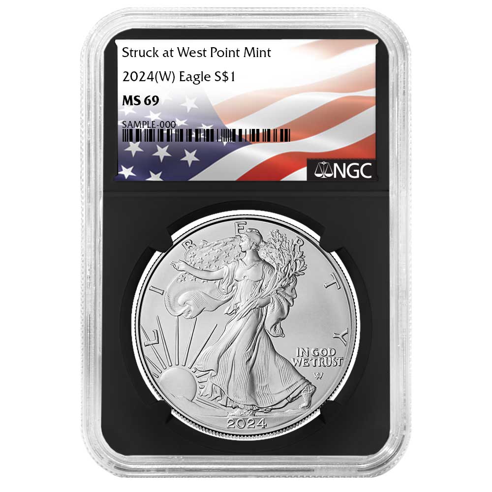 2024 (W) $1 American Silver Eagle NGC MS69 Flag Label Retro Core