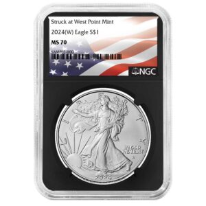 2024 (W) $1 American Silver Eagle NGC MS70 Flag Label Retro Core