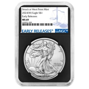 2024 (W) $1 American Silver Eagle NGC MS69 ER Blue Label Retro Core