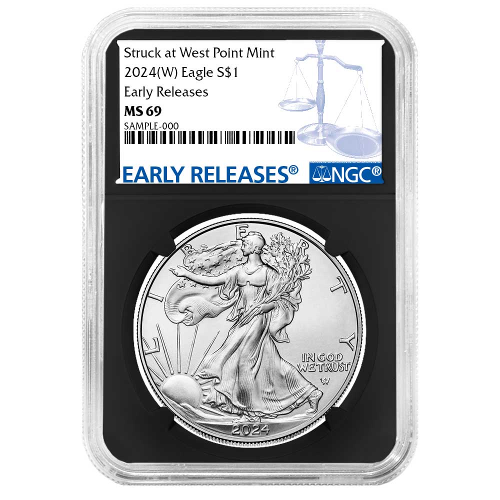 2024 (W) $1 American Silver Eagle NGC MS69 ER Blue Label Retro Core