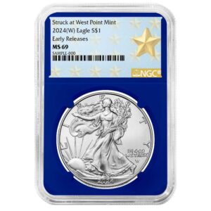 2024 (W) $1 American Silver Eagle NGC MS69 ER West Point Star Label Blue Core