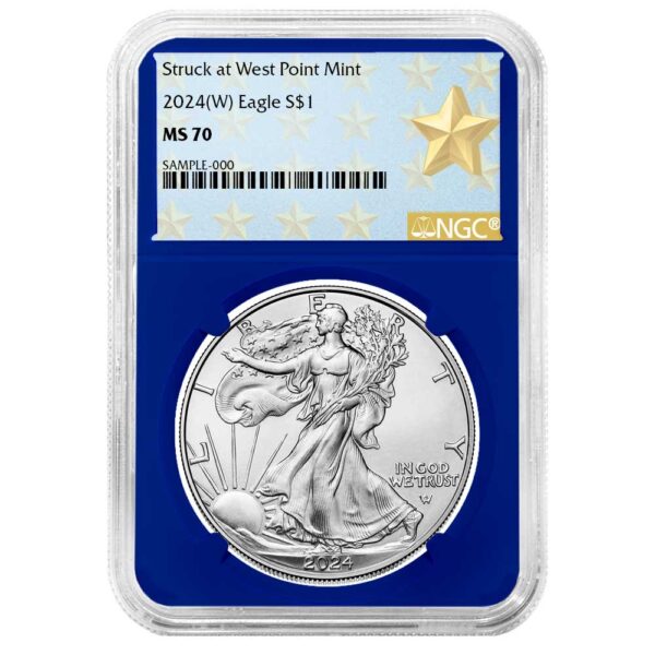 2024 (W) $1 American Silver Eagle NGC MS70 West Point Star Label