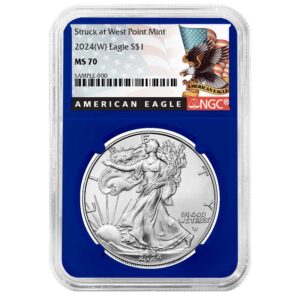 2024 (W) $1 American Silver Eagle NGC MS70 Black Label Blue Core