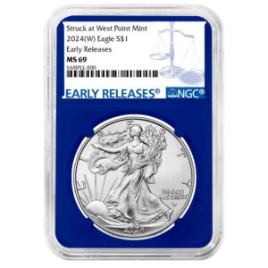 2024 (W) $1 American Silver Eagle NGC MS69 ER Blue Label Blue Core