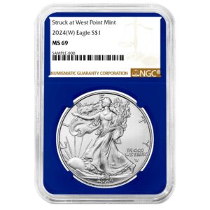 2024 (W) $1 American Silver Eagle NGC MS69 Brown Label Blue Core