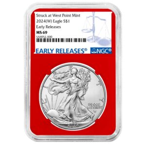 2024 (W) $1 American Silver Eagle NGC MS69 ER Blue Label Red Core