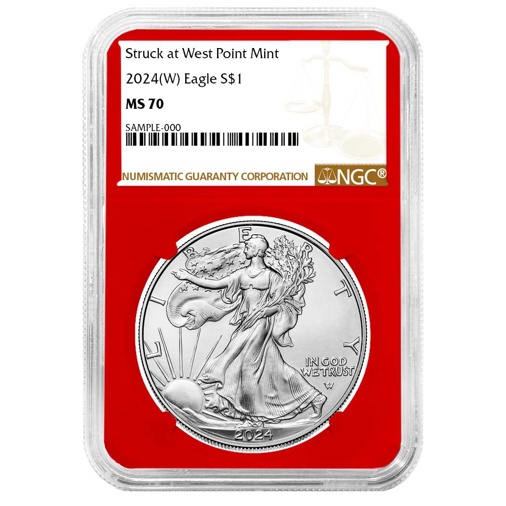 2024 (W) $1 American Silver Eagle NGC MS70 Brown Label Red Core