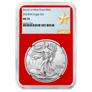 2024 (W) $1 American Silver Eagle NGC MS70 West Point Star Label Red Core