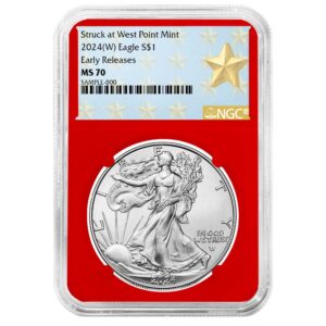 2024 (W) $1 American Silver Eagle NGC MS70 ER West Point Star Label Red Core