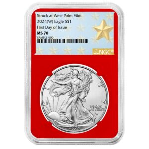 2024 (W) $1 American Silver Eagle NGC MS70 FDI West Point Star Label Red Core