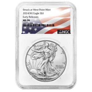2024 (W) $1 American Silver Eagle NGC MS70 ER Flag Label