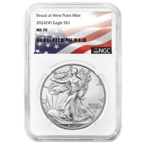 2024 (W) $1 American Silver Eagle NGC MS70 Flag Label