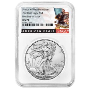 2024 (W) $1 American Silver Eagle NGC MS70 FDI Black Label