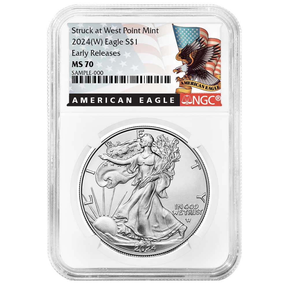 2024 (W) $1 American Silver Eagle NGC MS70 ER Black Label