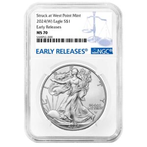2024 (W) $1 American Silver Eagle NGC MS70 ER Blue Label