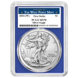 2024 (W) $1 American Silver Eagle PCGS MS70 FS West Point Label Blue Frame